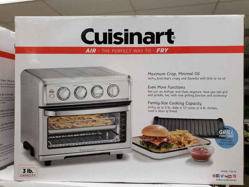 Cuisinart TOA-70 AirFryer Convection Toaster Oven Grill Function Stainles Steel