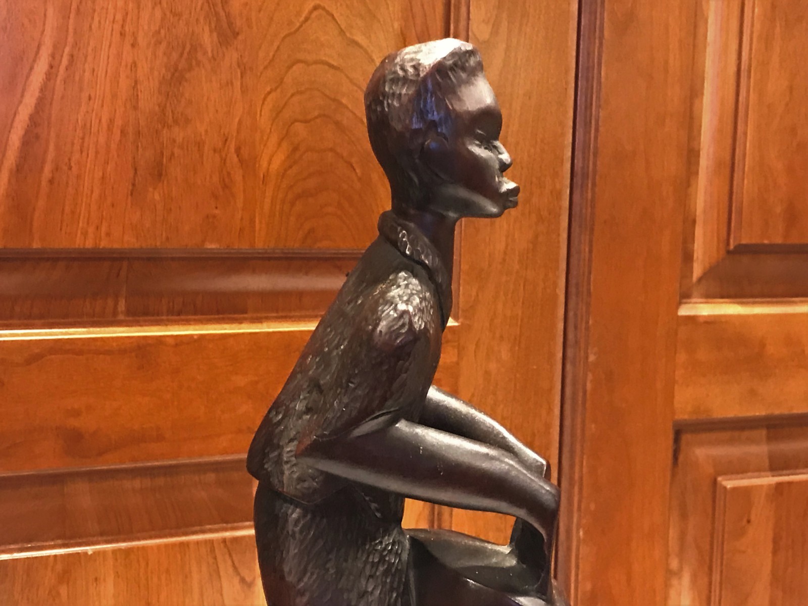 Wonderful Detail Artist Carved Wood Native Playing Large Drum 15