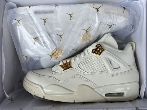 Pre-owned Jordan Size 12w / 10.5 M - Air  4 Retro Metallic Gold W In White