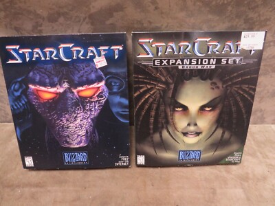 Vintage Computer Video Games StarCraft and Expansion Set Win 95 98 Blizzard Ent