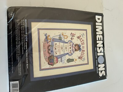 Dimensions BATHROOM SIGN No count cross stitch kit NEW OPENED