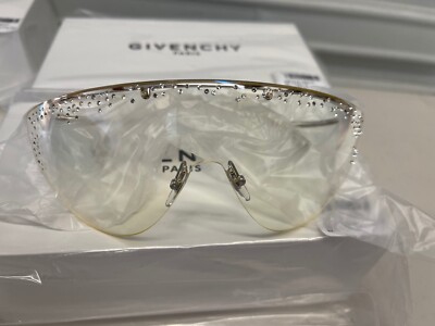 Pre-owned Givenchy Ariana 7152 Silver Mirror Crystal Mask Runway Unisex Gv7152s Sunglasses In Hkt2y