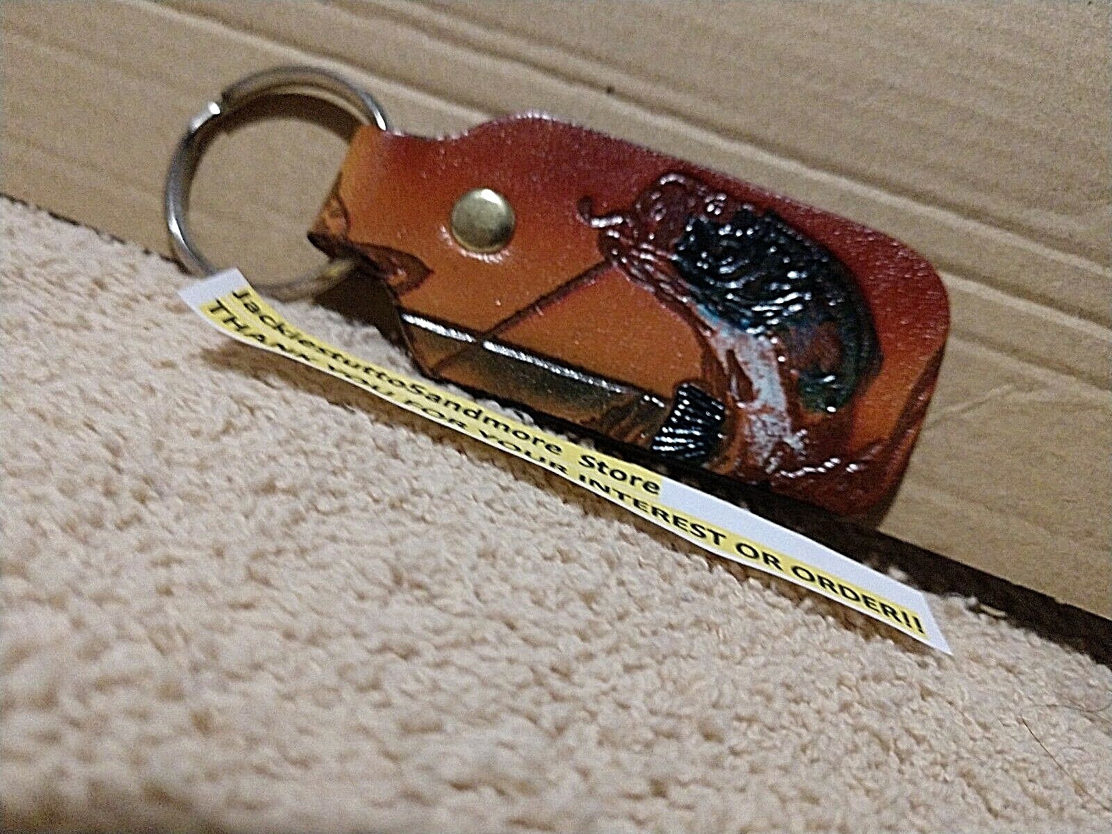 BASS FISH LEATHER KEY RING 4