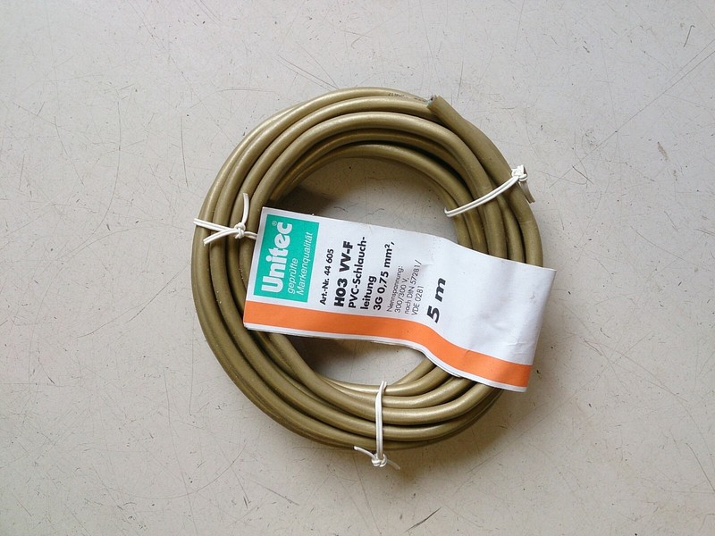 Pvc Schlauchleitung H03 Vv-F 3 X 0,75mm Gold 5 Meter
