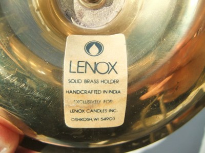 Vntg Pair of Lenox Solid Brass Candlestick Holders w/ Stylized Handles India