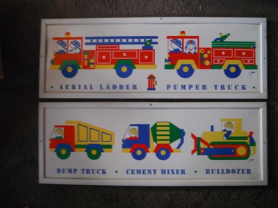 CUTE & UNIQUE! KIDS/CHILDREN WALL DECOR DUMPTRUCK, BULLDOZER, FIRETRUCK, ETC