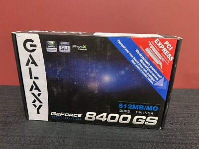 Galaxy NVidia GeForce 8400GS PCIE 512MB DDR2 64bit PCIE Graphics Card -Open Box