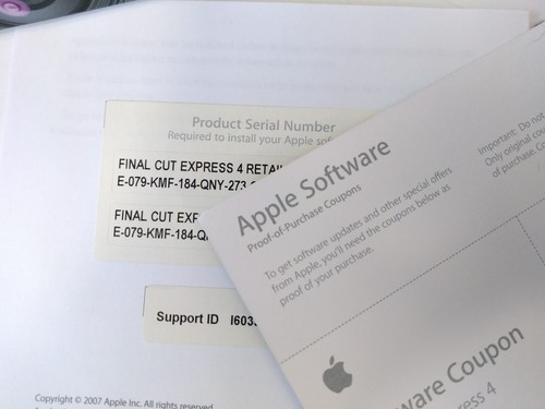 Apple Final Cut Express 4 HD Editing Software Upgrade With S/N Keys Serial #s