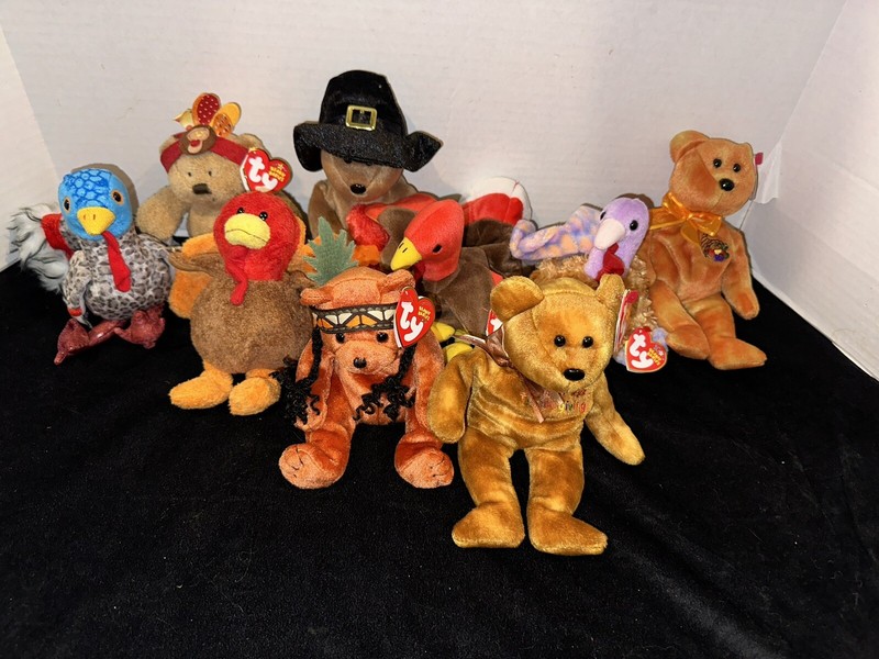9 Vintage Thanksgiving Ty Beanie Babies