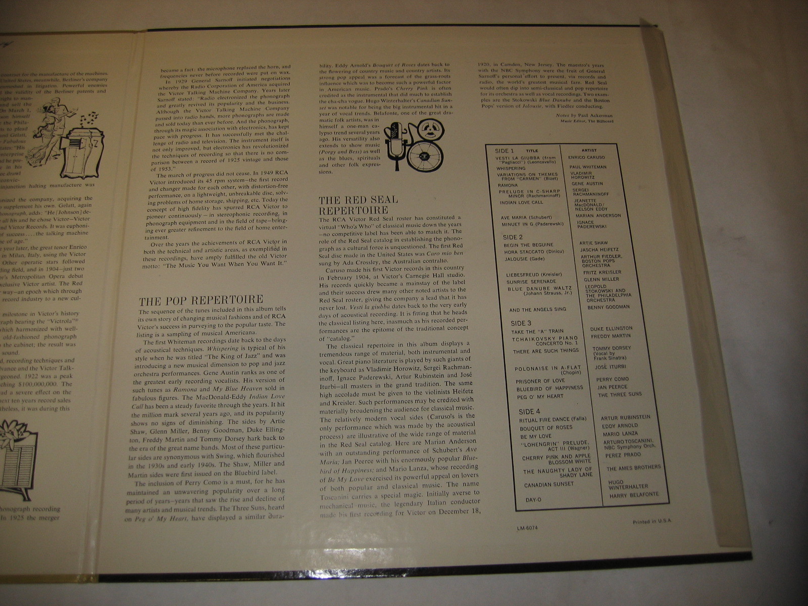 Arthur Fiedler Artur Rubinstein Marian Anderson Jan Peerce Tomy Dorsey autograph