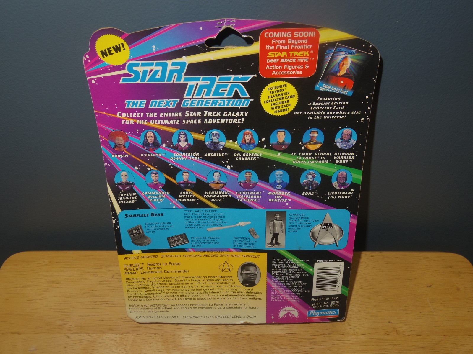 1993 Playmates Star Trek Next Generation Lt. Commander Geordi La Forge Toy - New