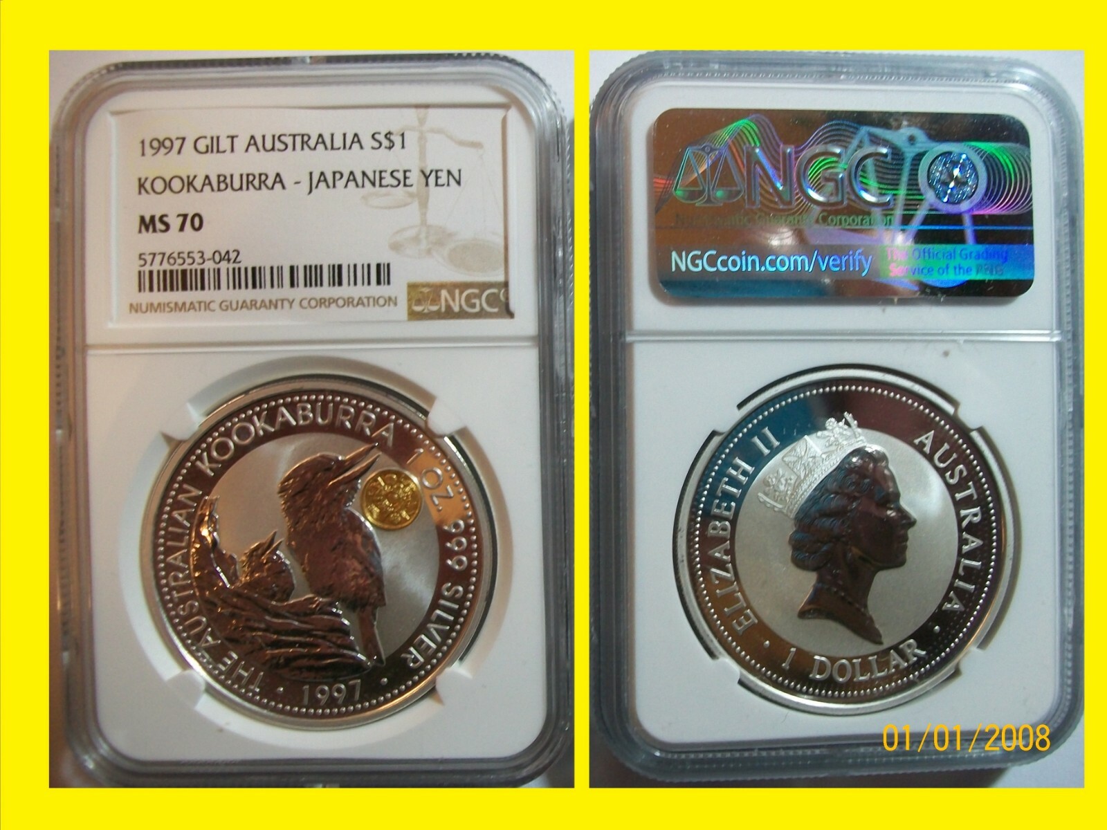 1997 Australia Kookaburra GOLD JAPANESE YEN privy 1 oz