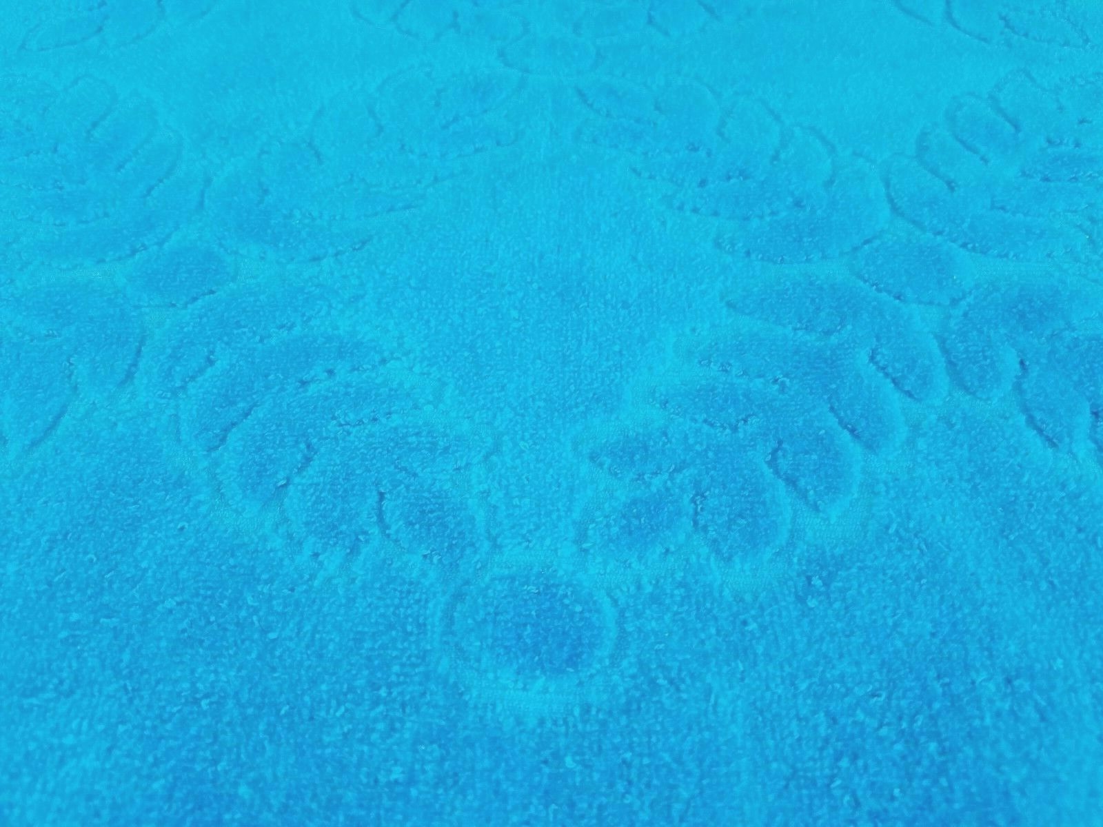 Vintage CANNON Mid Century Aqua Teal BLUE Sculptured Velvet Hand Towel