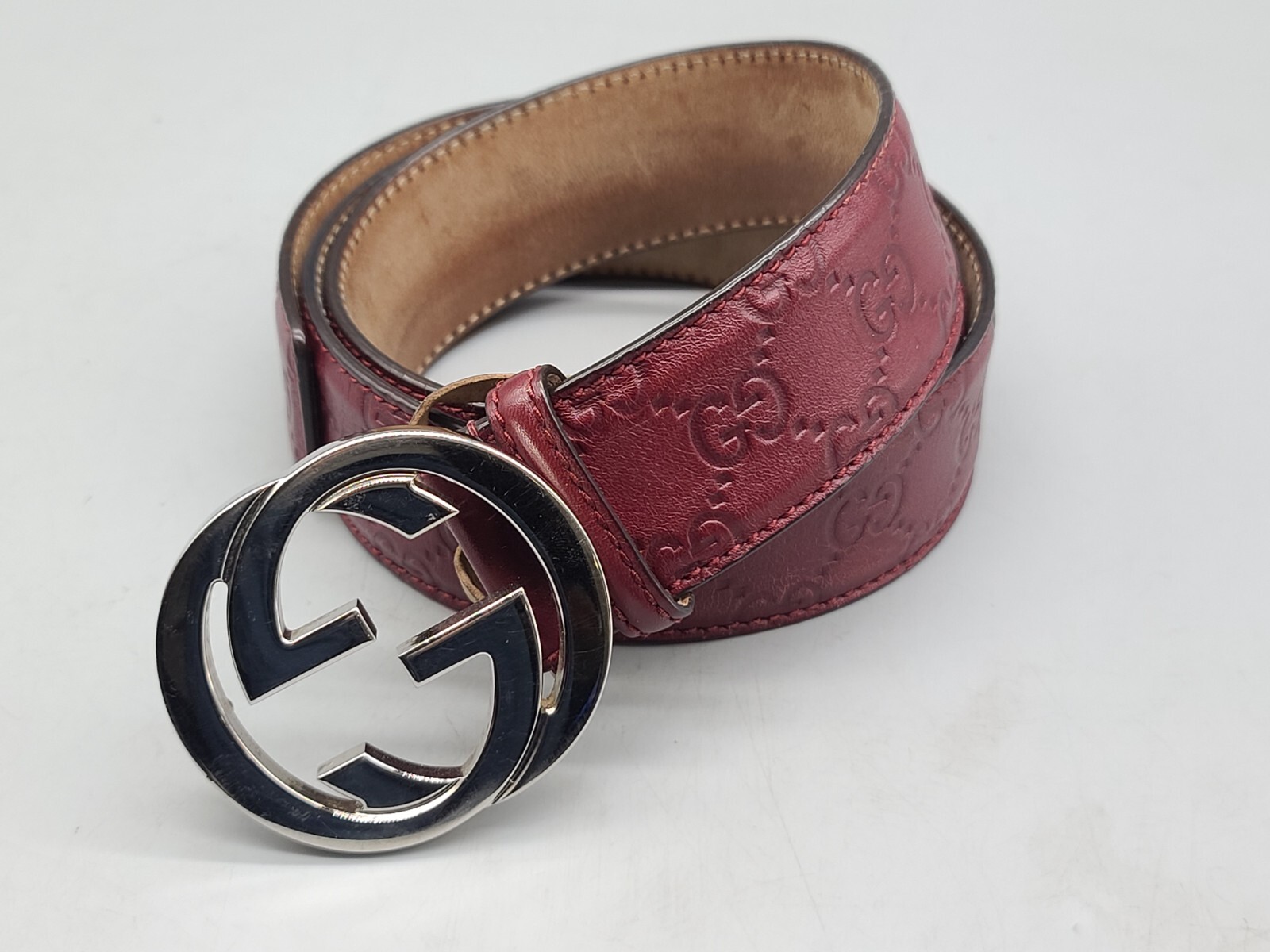 GUCCI Men's Red Belt with Gold Buckle 114984 AA61N Size 90 GUCCI Men's Red Belt with Gold Buckle 114984 AA61N Size 90