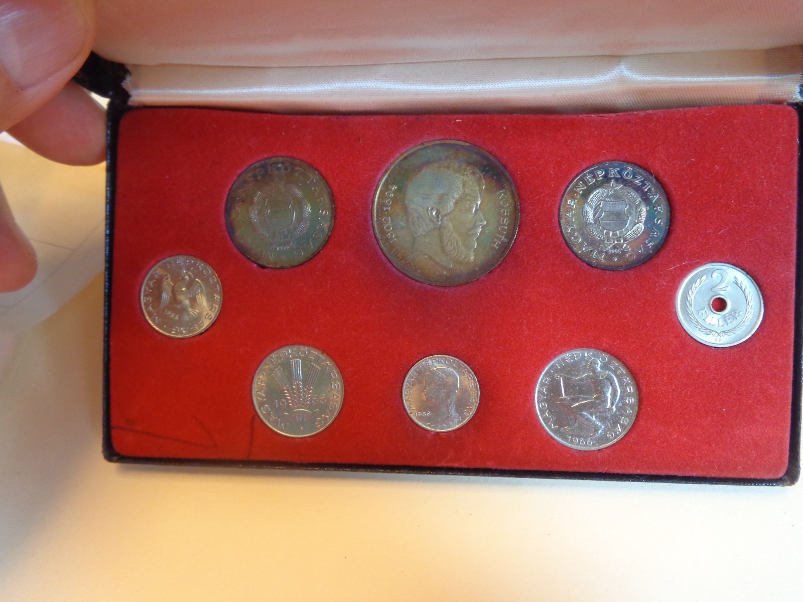 1966 Hungary 8 Coin Proof Set - 3 Silver Coins w/ Color Toning (2,000 Minted)
