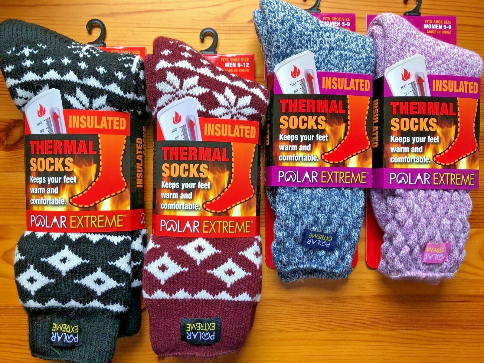 Polar Extreme INSULATED Thermal Men or Women's Socks M6-12 or W5-9 Shoe Size