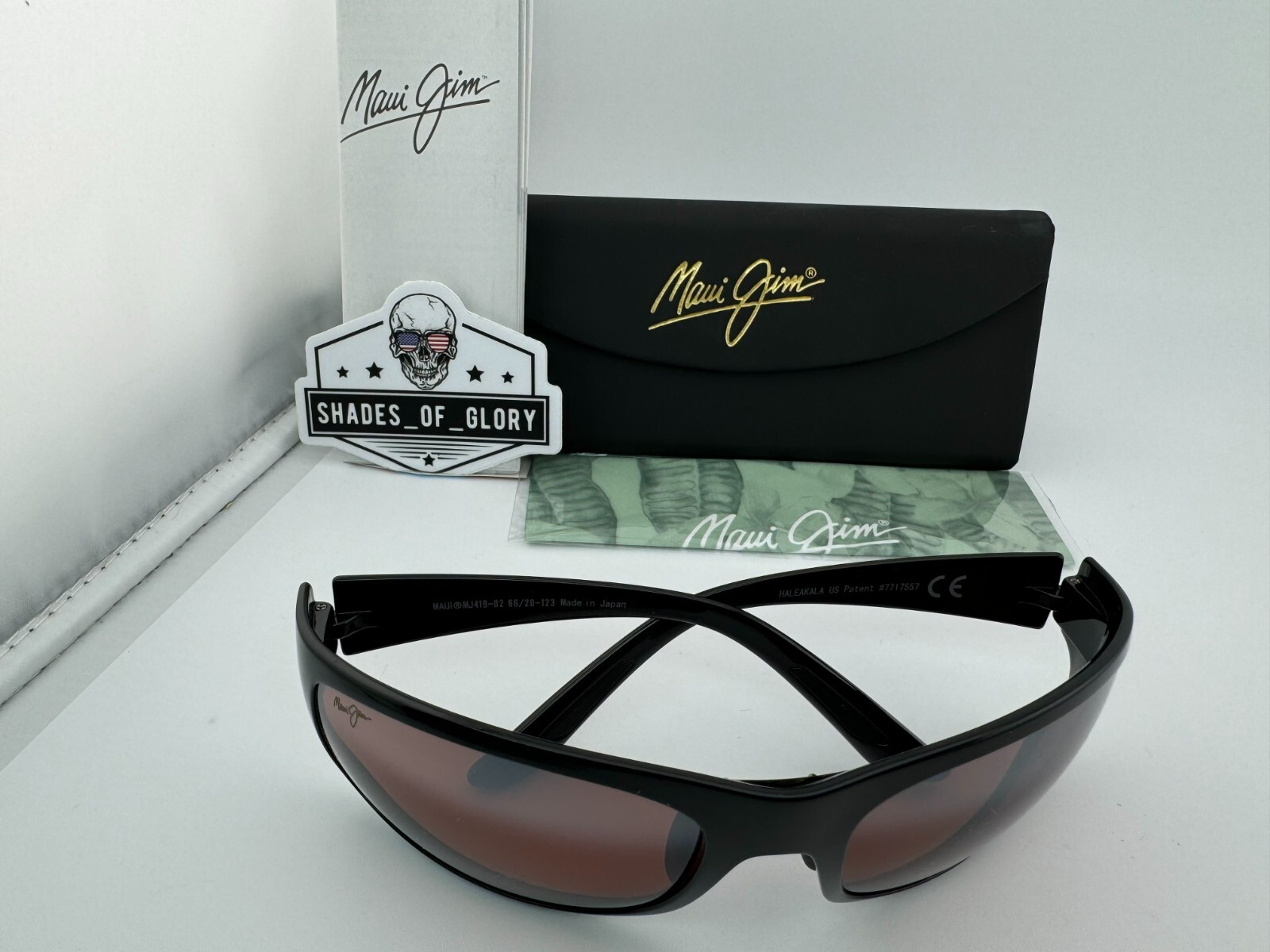 Pre-owned Maui Jim Haleakala Mj 419-02 Gloss Black Maui Rose Red Polarized Sunglasses In Pink
