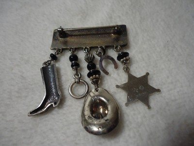 Vintage Gold Tone & Sterling 925 Star & Horseshoe Pin...Nice Pin