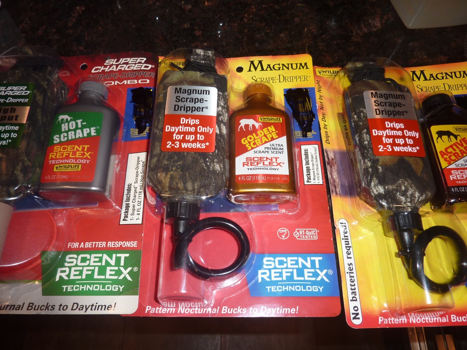 WILDLIFE RESEARCH HOT/ACTIVE/GOLDEN SCRAPE 4oz DRIPPER SCENT COMBO CHOICE