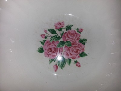 Vintage Replacement 1950s Kraftex brand 22 k gold and rose serving bowl  #  1715