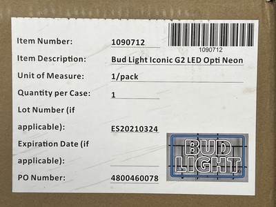 Bud Light 1090712 Icongic G2 LED Opti Neon Sign New Open Box