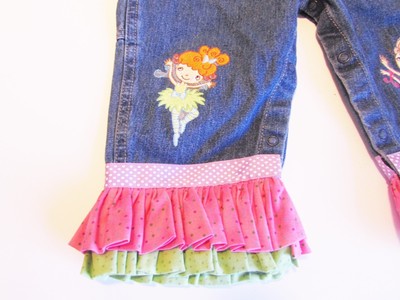 Girl's Overalls Size 18 Mo Ruffled Hems Embroidered Ballerinas Shower Gift