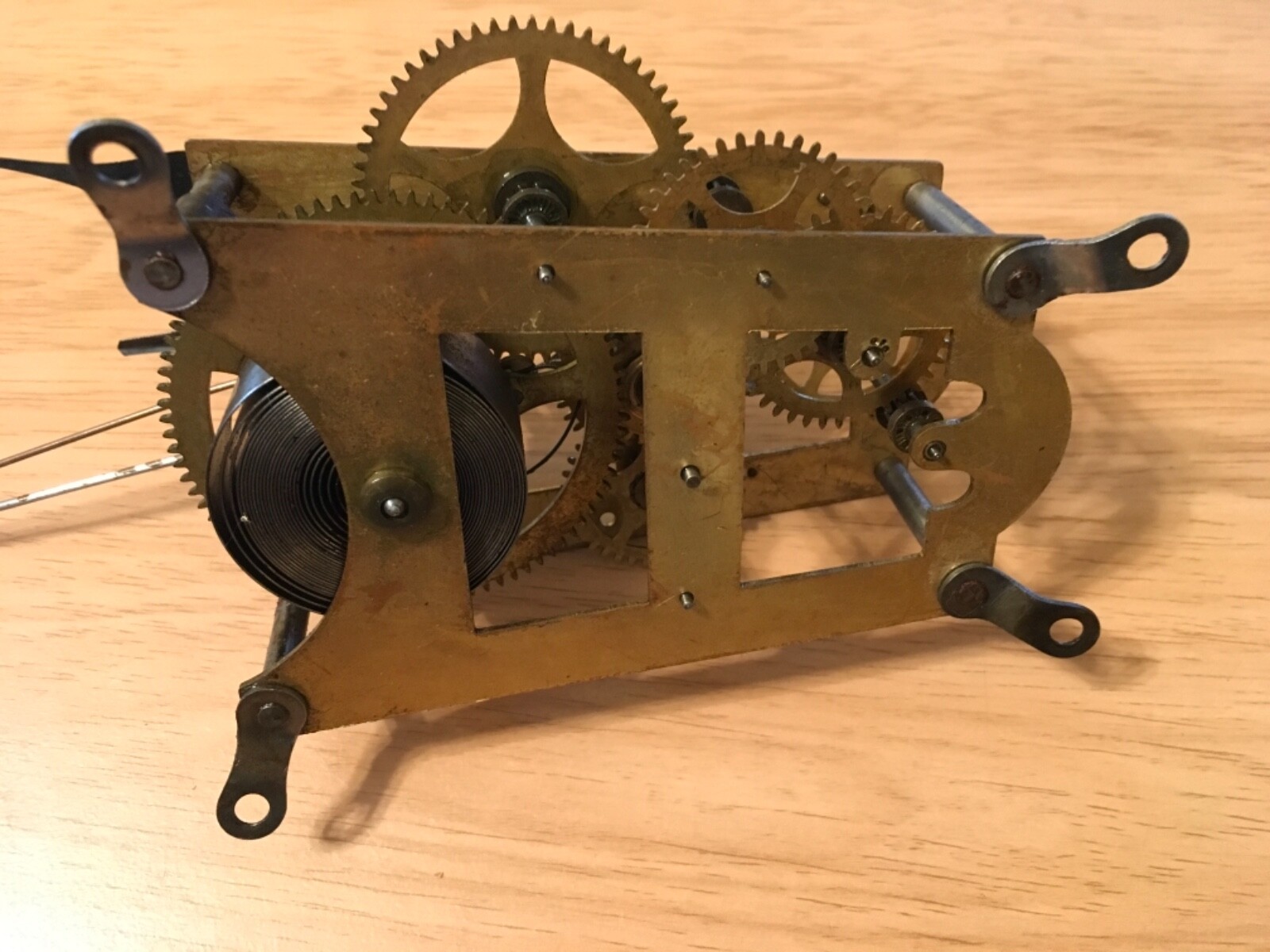 Clock Works Antique Brass w Large Metal Hands Parts Restoration