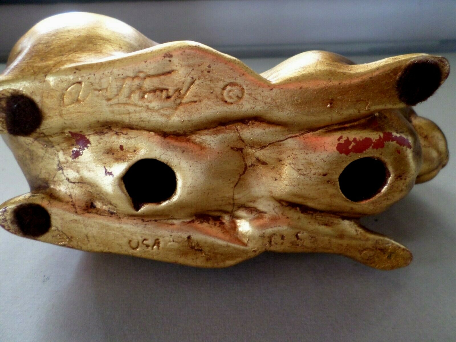 Vintage Freeman McFarlin Pottery Gold Rabbit Bunny