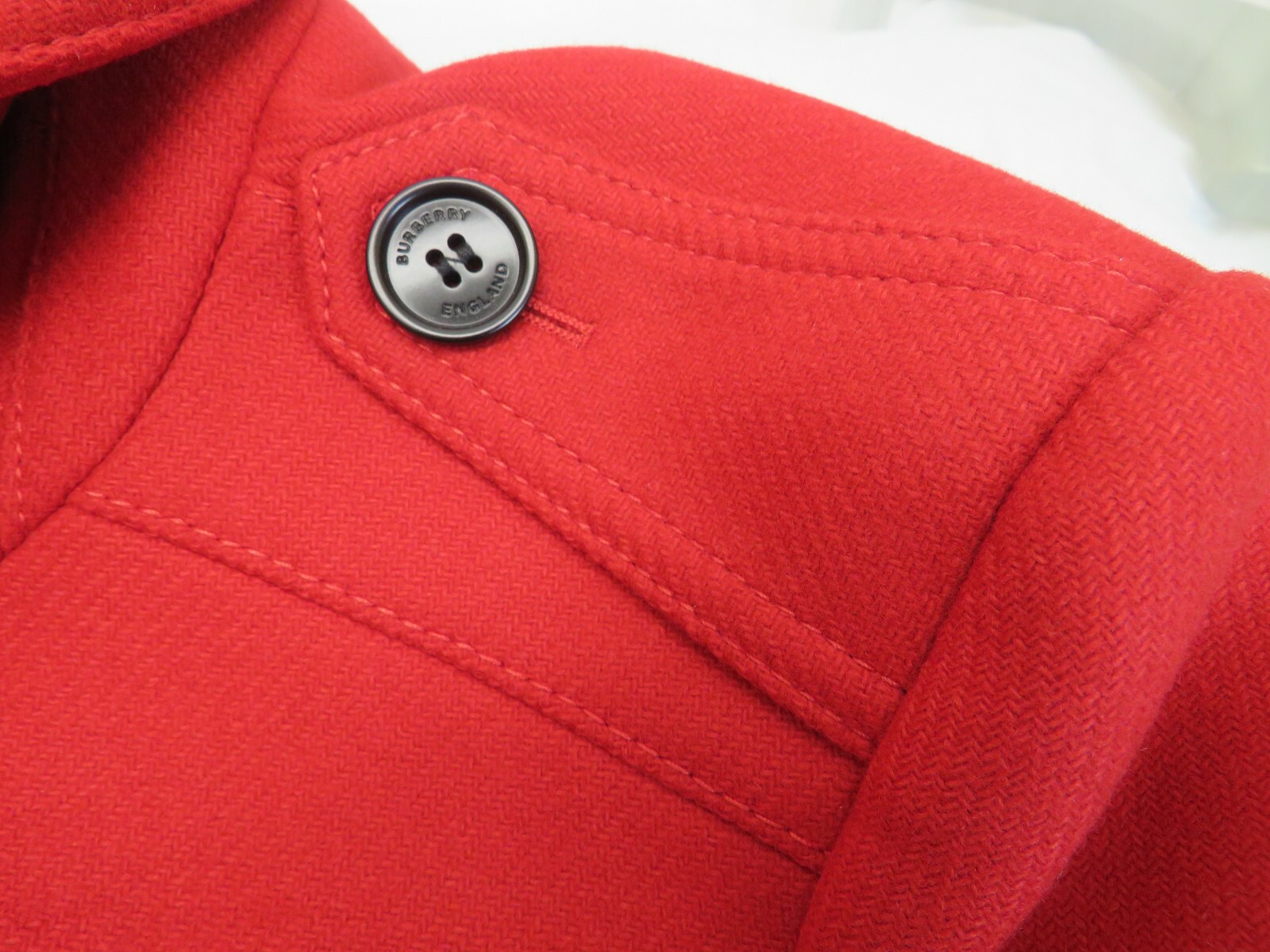 BURBERRY $950 BURBERRY TUMBLEBRIDGE RED WOOL DOUBLE BREASTED PEA COAT JACKET US 6 EU 40