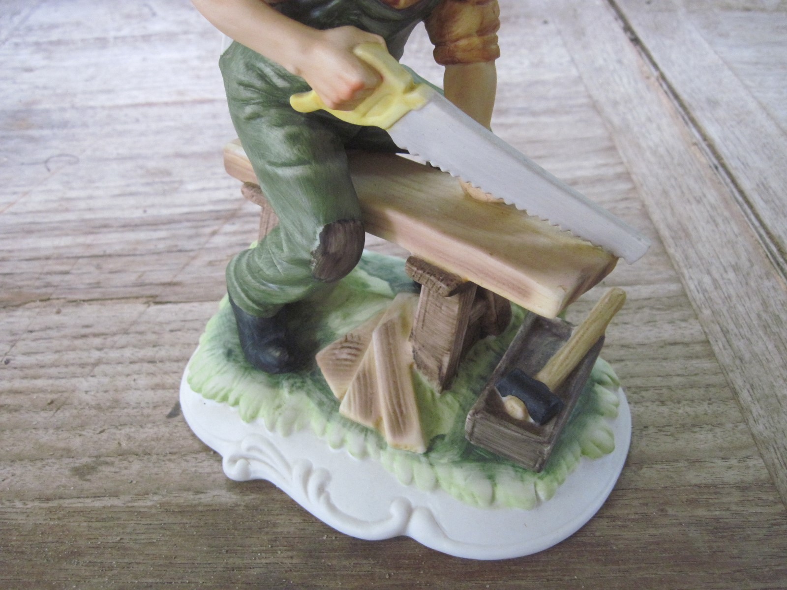 LEFTON Figure Bisque Man with Saw, #2549, Hand Painted, 5 3/4