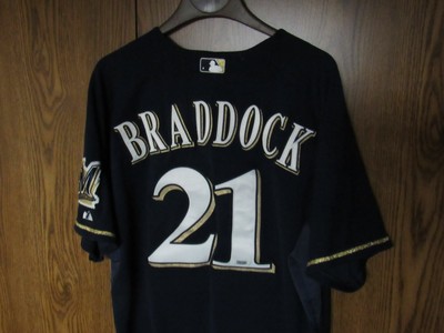 ZACH BRADDOCK 2011 Milwaukee Brewers game used baseball jersey 48 MLB Majestic