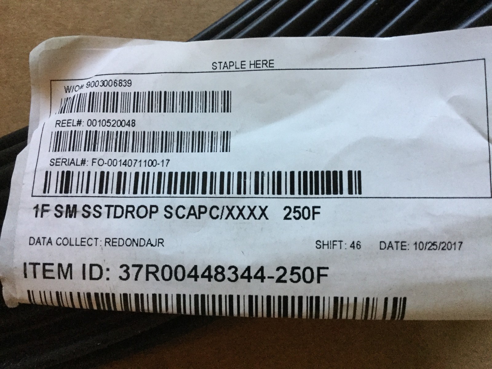 CORNING OPTICAL COMMUNICATIONS CABLE 250 ft. 1fSM-SSTDROP SCAPC/XXXX
