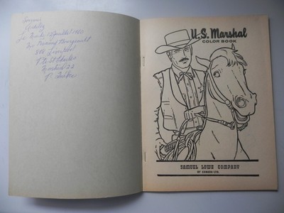 U.S. Marshall Coloring Book Samuel Lowe Canada 1960 Unused 55 pages Rare