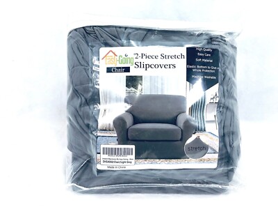 Easy-Going 2 Pieces Microfiber Stretch Chair Slipcover Spandex Fitted. Gray