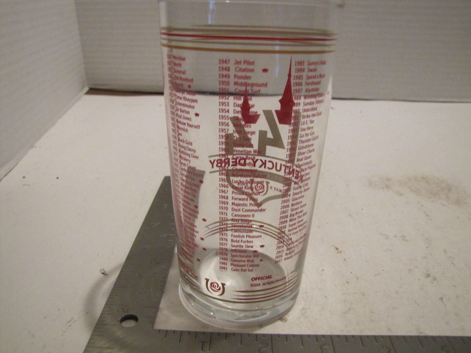 2018 KENTUCKY DERBY 144TH OFFICIAL GLASS TUMBLER CLEAN