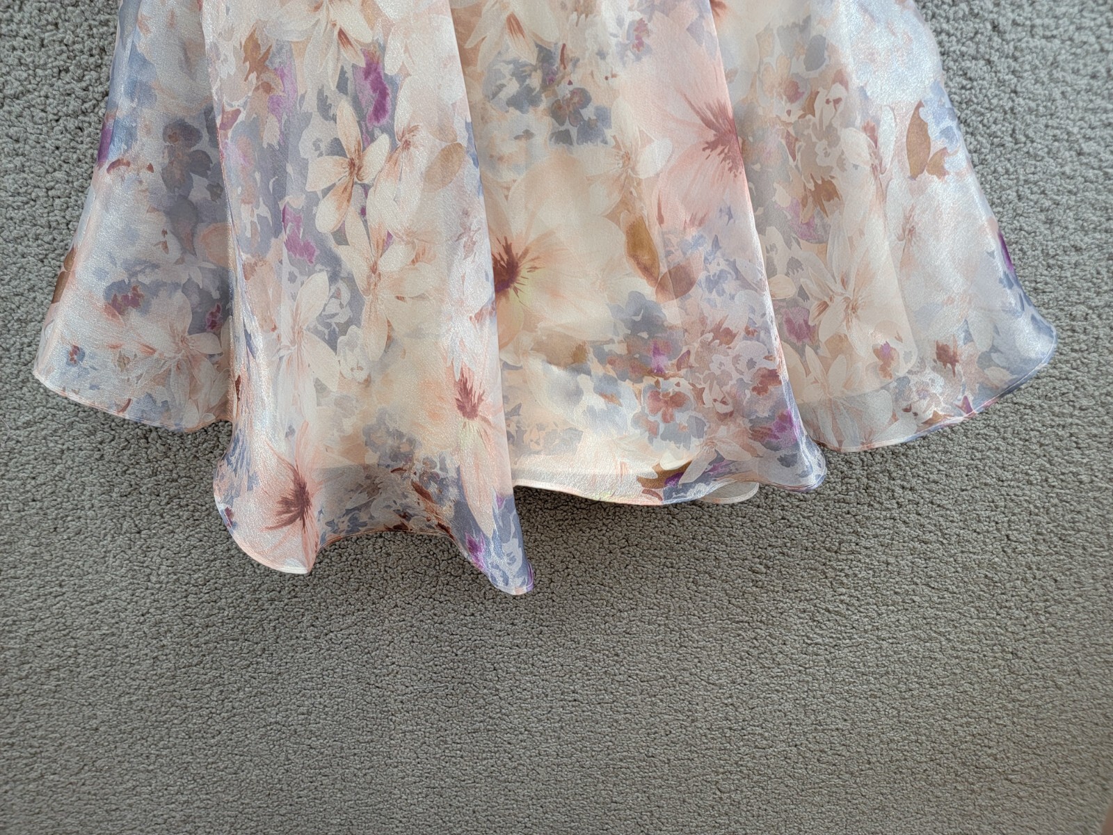 Rare Editions Floral Organza Social Dress Big Girls 14 Taupe Back Zip Closure - Picture 4 of 16