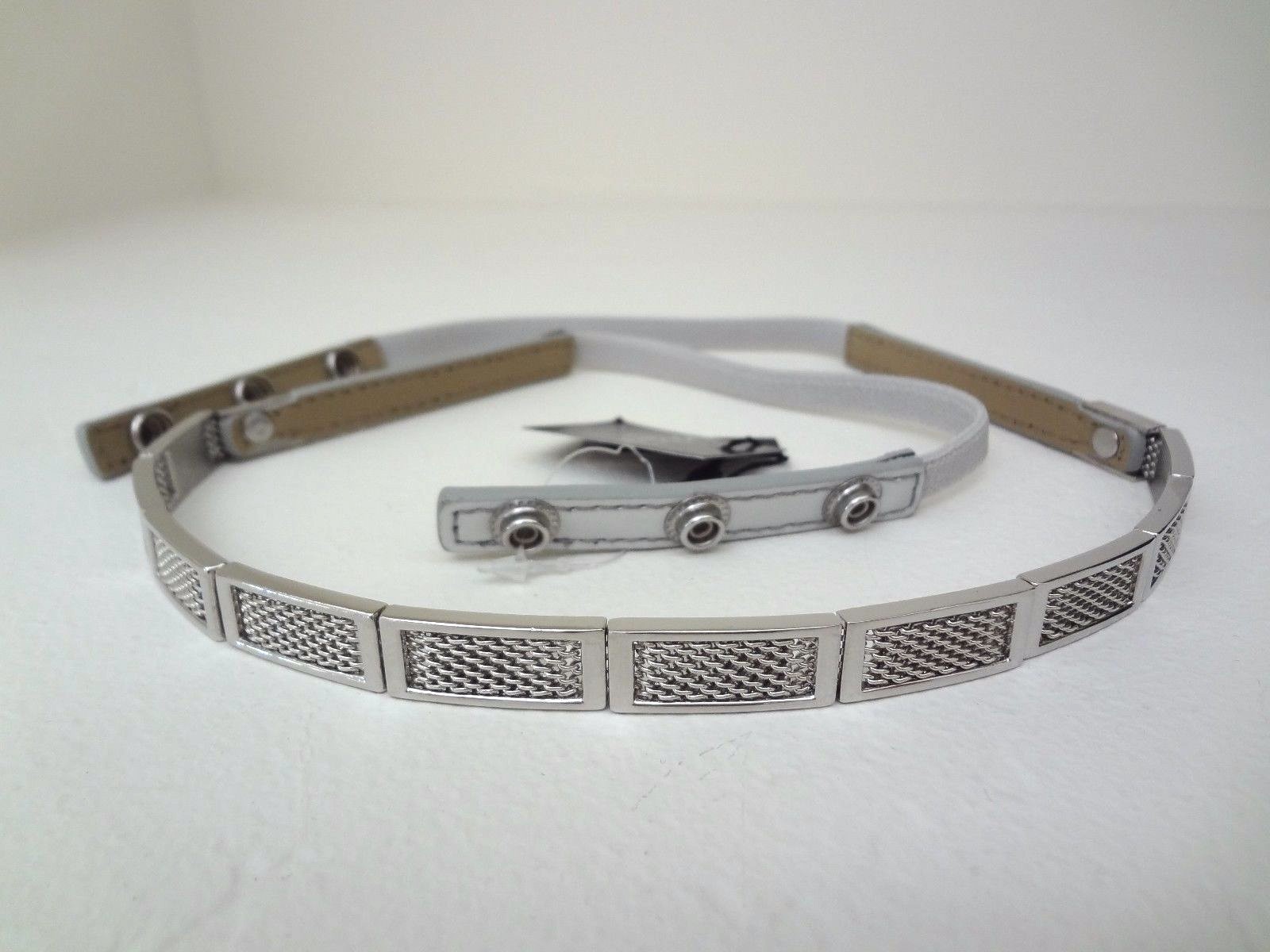 WHITE HOUSE BLACK MARKET Silvertone Mesh Skinny Stretch Belt - M (8/10) - NWT