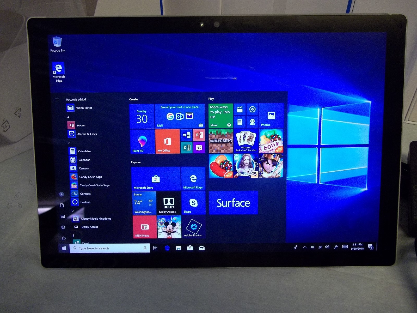 Microsoft Surface Pro 4 i5 Tablet 128Gb 4 GB Ram Win10 Good Working ScreenRepair