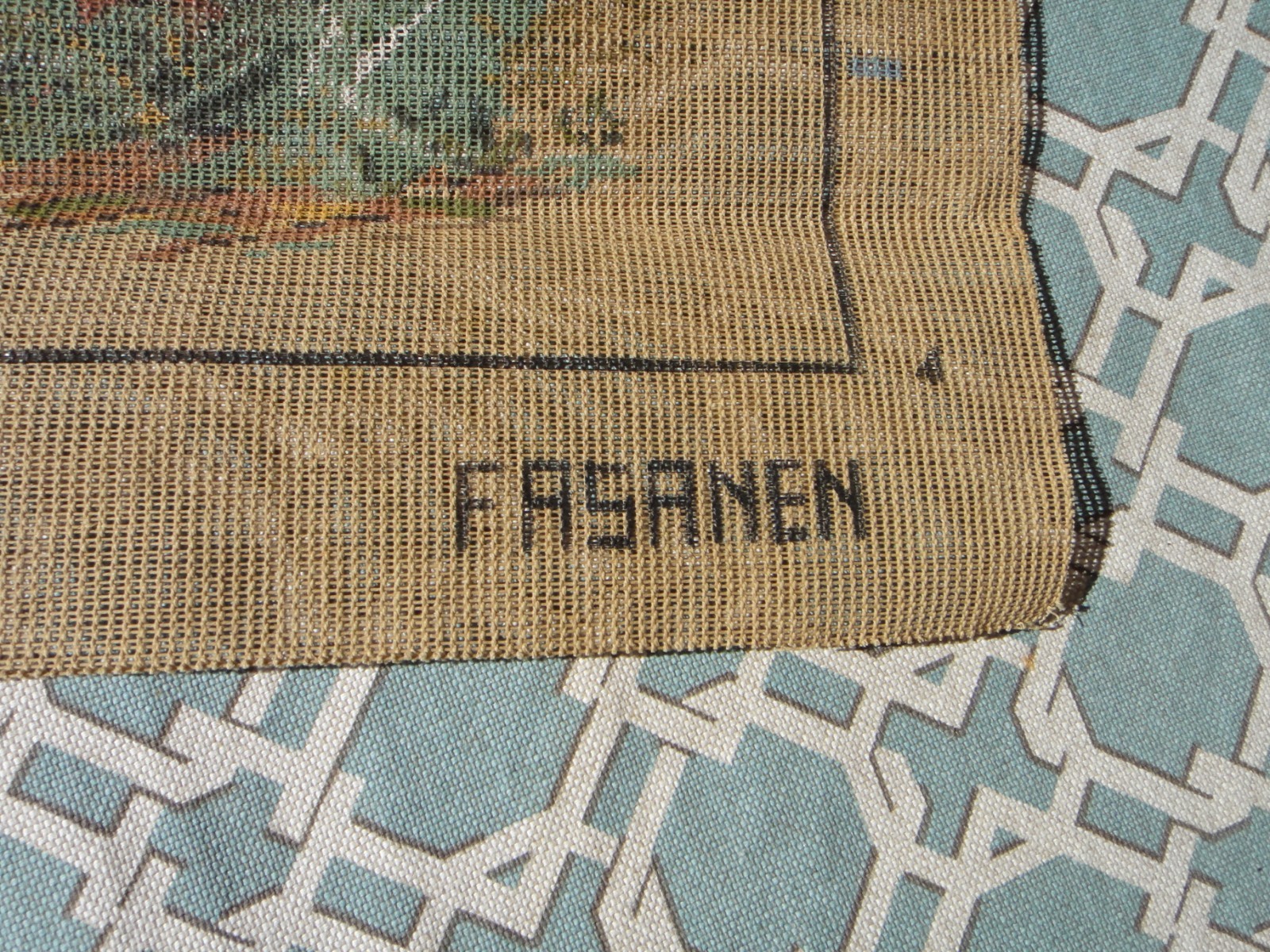 Vintage Needlepoint Canvas 1960 Fasenen (Norwegian for Pheasants) Tapestry