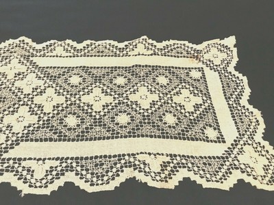 String Crochet Table Floral Runner Cream Ivory Handmade Vintage 14