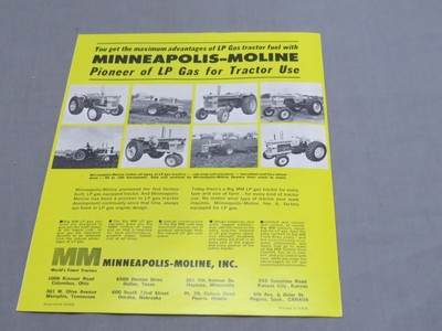 vintage Minneapolis Moline M670 LP Gas Tractor Sales Brochure 1965 original