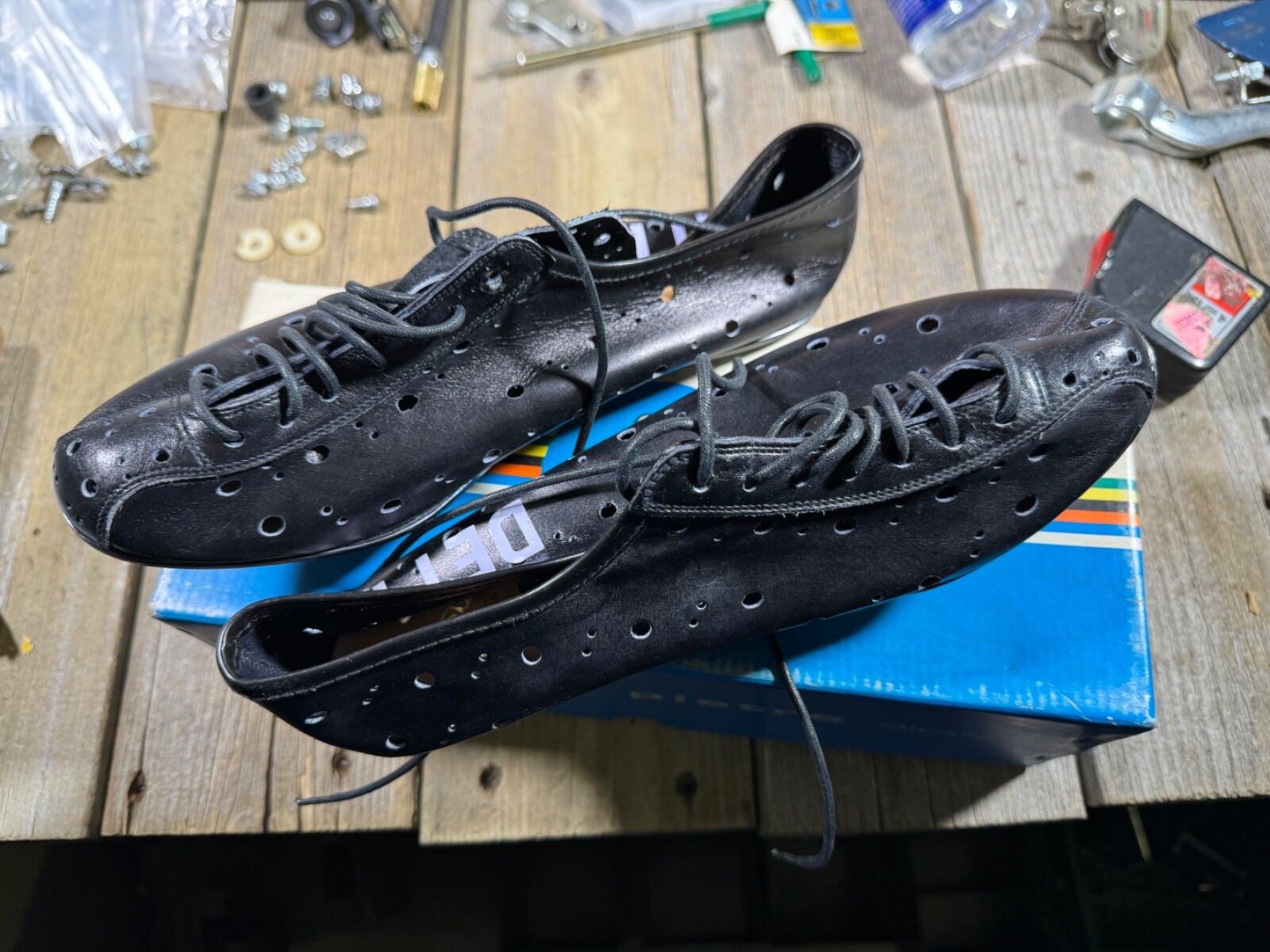 セール サイクルシューズdetto pietroイタリア製未使用箱付 VINTAGE Bike Bicycle DETTO PIETRO Milano ITALY Cycling Shoes