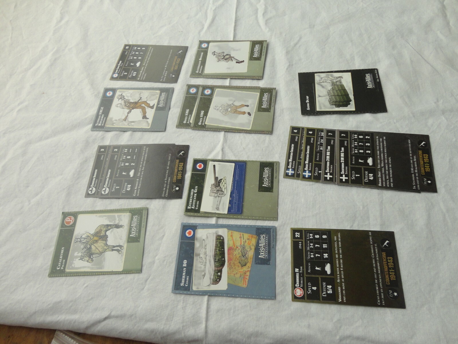 Axis & Allies Land Misc Countries cards no ships -  lot
