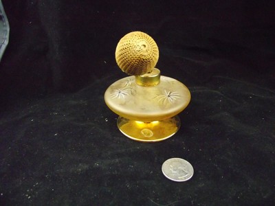VICTORIAN AMBER HAND PAINTED WITH FLOWERS PERFUME ATOMIZER