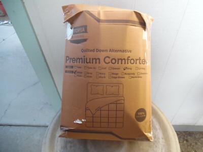 UTOPIA BEDDING QUILTED DOWN ALTERNATIVE PREMIUM COMFORTER KING WHT OPEN BOX &BAG