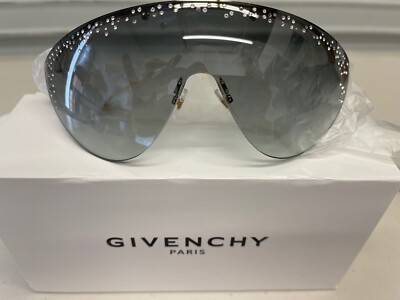 Pre-owned Givenchy Ariana 7152 Gold Gray Crystal Mask Runway Unisex Gv7152s Sunglasses