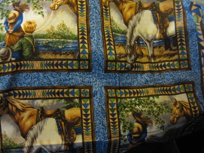 Point of view Horse Children Pillow panel Fabric 4 pp 2 of each border attached