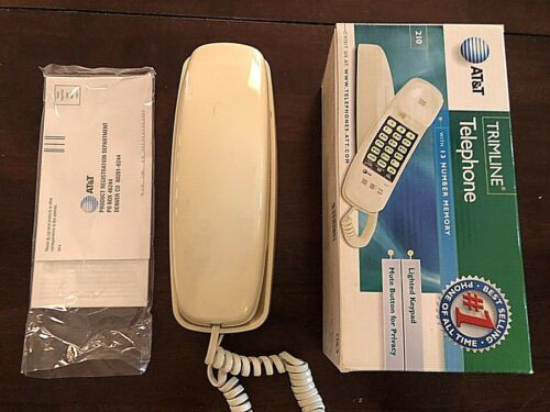 Vintage AT&T 210 Trimline Corded Phone - White - In Original Box, Exc Cond