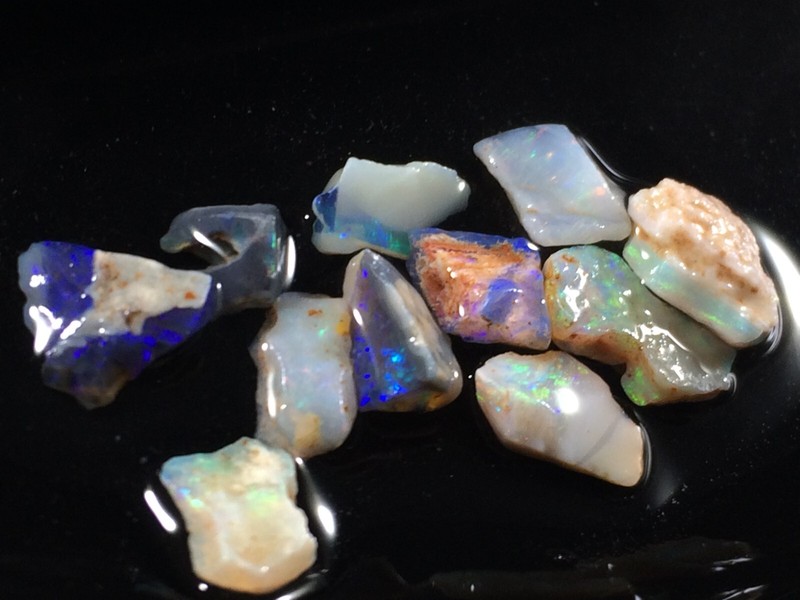 Colorful Opal Rough Chips Crystal/Black 7.5tcw  Lr/Cp Mix