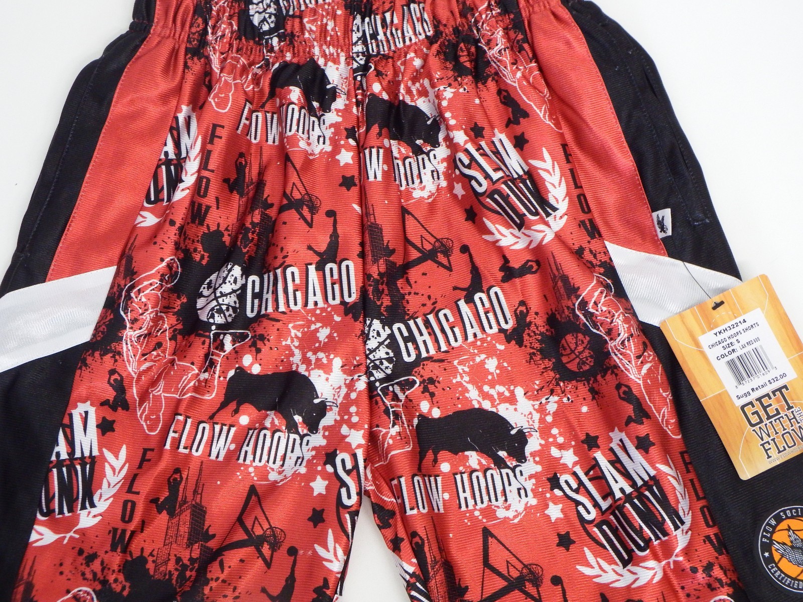 Youth Small  Chicago Hoops Mesh Athletic Shorts Red Flow Society